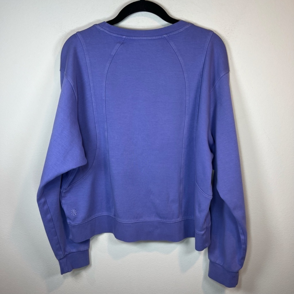 Athleta Sundown Crewneck Sweatshirt Dark Adonis Blue Pullover Distressed  Medium - Picture 8 of 13